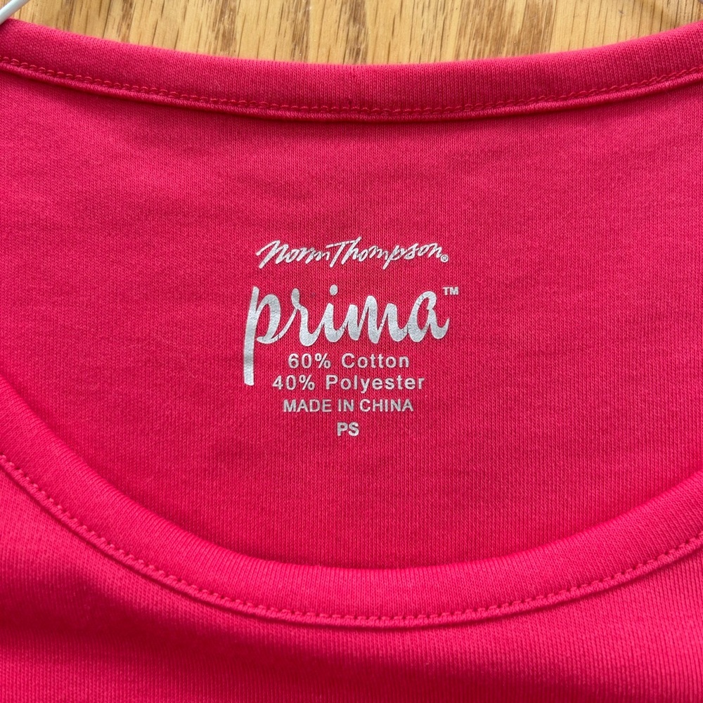 Norm Thompson Prima Pink Cotton Knit Sleeveless Dress Midi Size PS Petite - Picture 6 of 7